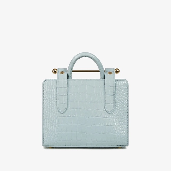 Strathberry Duck Egg Blue Croc Embossed Top Handle Nano Tote NWT - Picture 4 of 7